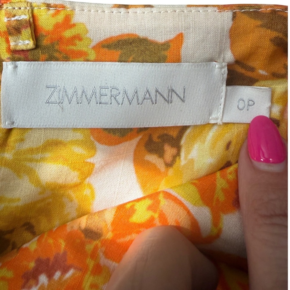 Zimmermann Raie Strapless Tiered Floral Yellow Cotton Maxi Dress Dress 0P US 2P - Picture 4 of 11